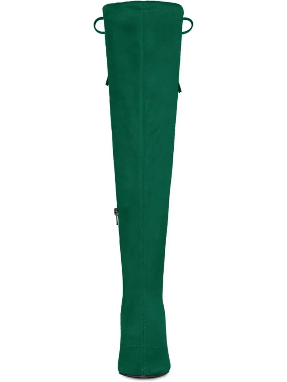 Women's Green Round Toe Chunky Heel Lace Up Synthetic Over The Knee High Boots